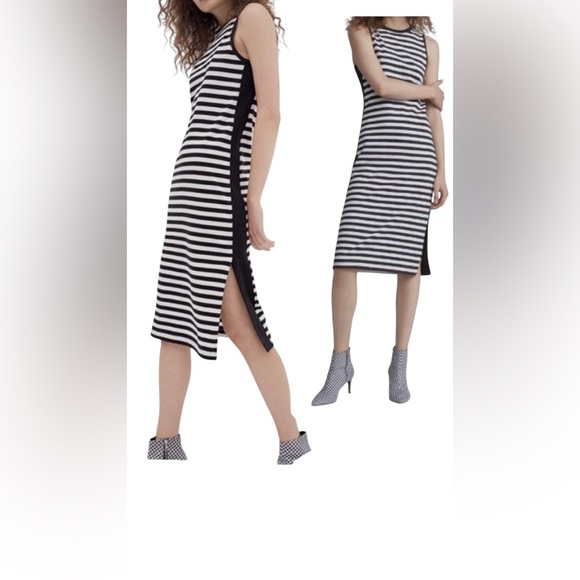 Rag & Bone Brit Striped Side Slit Midi Tank Dress size L - Picture 1 of 5
